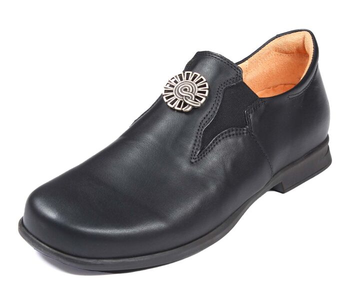 think slipper schwarz pensa damen schwarz 272-0030 fussbett: lederbezogene wechselbare kork-latex-bettung (pflanzlich gegerbt) kalbsleder pflanzlich  gegerbt - nicht gefärbt 5 mm absatz slipper mit 2 seitlichen gummizügen