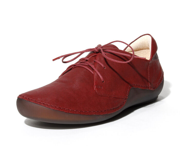 think schnürschuhe rot kapsl cherry 86066-73 fussbett: lederbezogene wechselbare kork-weichschaum-bettung mit besonders guter auftritt-dämpfung im ballenbereich (pflanzlich gegerbt) kalbsleder pflanzlich  gegerbt - nicht gefärbt 10 mm absatz in der schalensohle klassischer 3-loch schnürer in betont sportiver optik, weiter einstieg und individuelle passform durch kräftige schnürung, nahtfreier ballenbereich für hohen laufkomfort