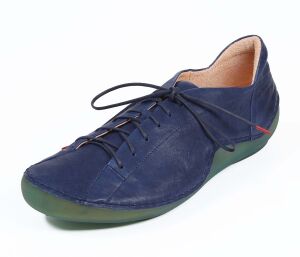 think schnürschuhe blau kapsl indigo/kombi 45-8030 fussbett: lederbezogene wechselbare kork-weichschaum-bettung mit besonders guter auftritt-dämpfung im ballenbereich (pflanzlich gegerbt) kalbsleder pflanzlich  gegerbt - nicht gefärbt 10 mm absatz in der schalensohle prima 6-loch langschnürer von think mit super passform, macht einen optisch etwas schmäleren fuss, weite einstiegsmöglichkeit mit weichem fersenpolster und der individuelle sitz sorgen für hohen trage-comfort