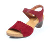 think sandaletten rot traudi rosso/kombi 300-5000 nicht wechselbares kork-leder fussbett (pflanzlich gegerbt) kalbsleder pflanzlich  gegerbt - nicht gefärbt 30 mm absatz und 15 mm eingearbeitetes plateau ideale sommer-sandalette mit breiter bandage für den ballenbereich und sicherem halt durch den langen klettverschluss am knöchelriemen.