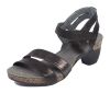 think sandaletten schwarz traudi schwarz 541-0000 nicht wechselbares kork-leder fussbett (pflanzlich gegerbt) kalbsleder pflanzlich  gegerbt 30 mm absatz und 15 mm eingearbeitetes plateau elegante neue sandalette mit weichen, asymmetrischen riemchen im ballen-bereich. passt sich prima an und lässt den fuss schlanker wirken. stabiler klett-riemen am knöchel.
