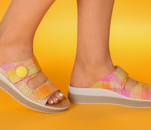 Think Pantoletten bunt Meggie fuxia/kombi 447-9070 - MEG 89 Gr.38