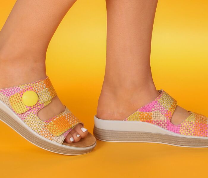 Think Pantoletten bunt Meggie fuxia/kombi 447-9070 - MEG 89 Gr.39