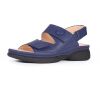 think sandaletten blau cambio indigo 960-8000 - amb 148 fussbett: lederbezogene wechselbare kork-latex-bettung (pflanzlich gegerbt) kalbsleder pflanzlich  gegerbt - nicht gefärbt 15 mm keil-absatz ansprechende sandalette in bewährter 3-riemen klett-ausführung für ideale verstellbarkeit und optimalen sitz am ballen