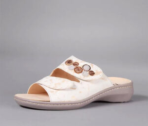 Think Pantoletten beige Camilla ivory/gold 1030-1000 - AML 366 Gr.40