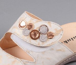 Think Pantoletten beige Camilla ivory/gold 1030-1000 - AML 366 Gr.40