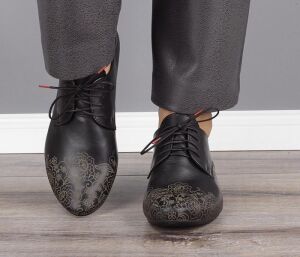 GUA 308 THINK GUAD 81291-00 Schnür-Schuhe schwarz mit floraler Laserung